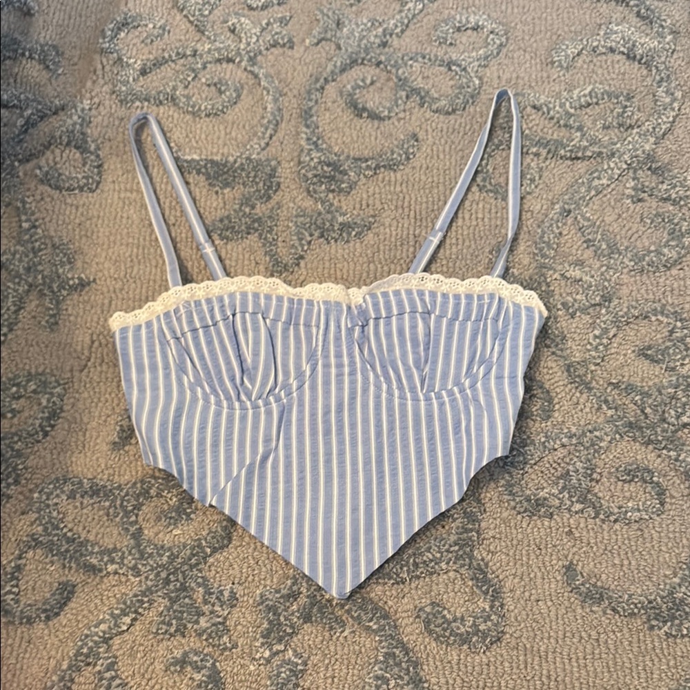 Edikted Blue and Cream Striped Bralette Intimates
